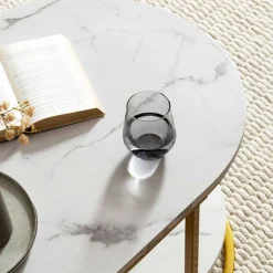 Wohnen Ovaler Wohnzimmertisch im Marmor Look - Narkus