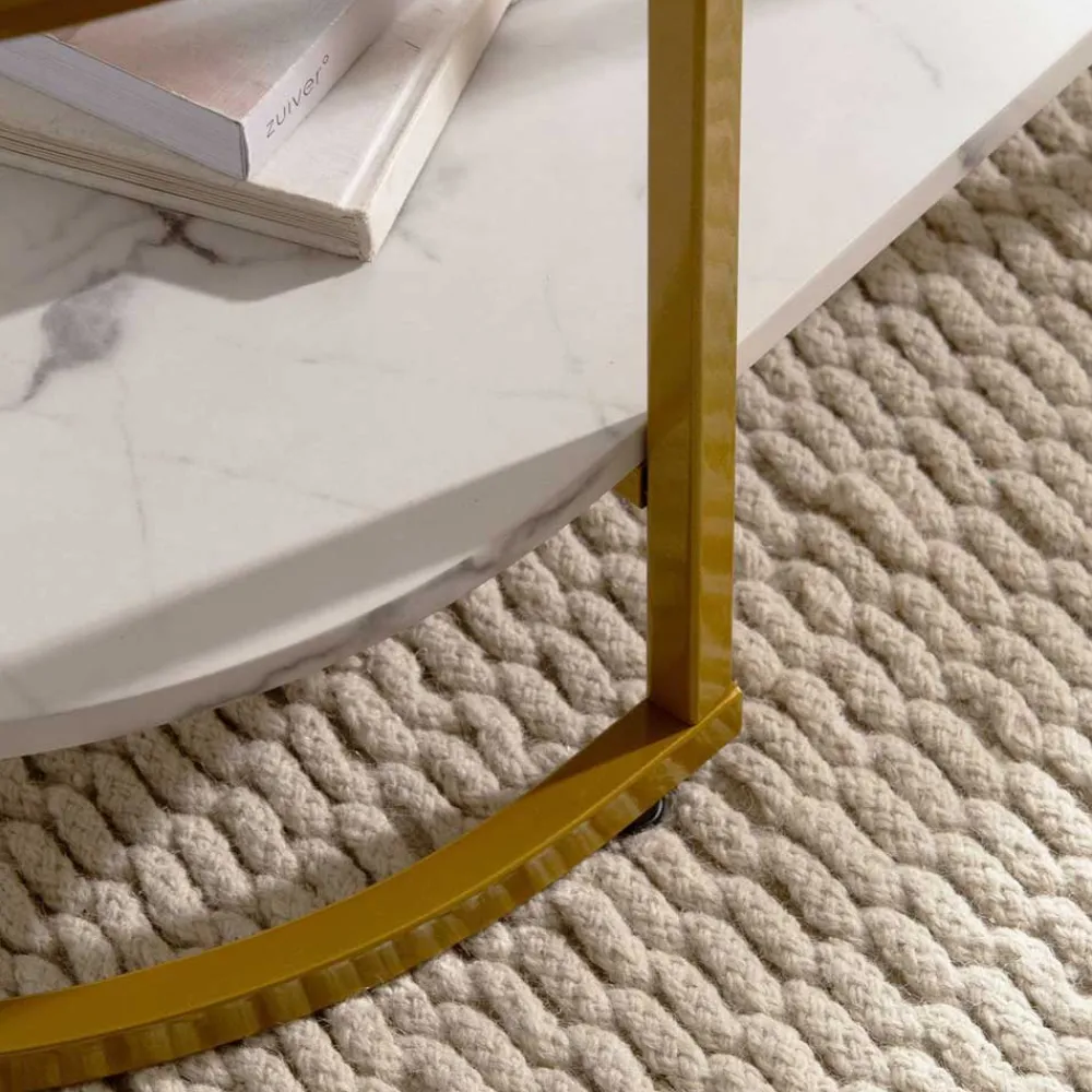 Wohnen Ovaler Wohnzimmertisch im Marmor Look - Narkus