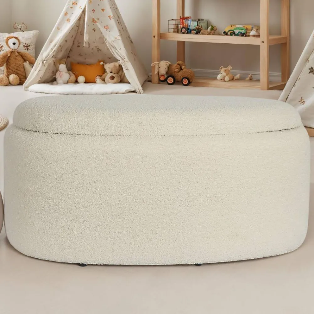 Wohnen Skandinavische Möbel|Sessel & Hocker*Ovaler XL Hocker mit Stauraum-Truhe - Barracin