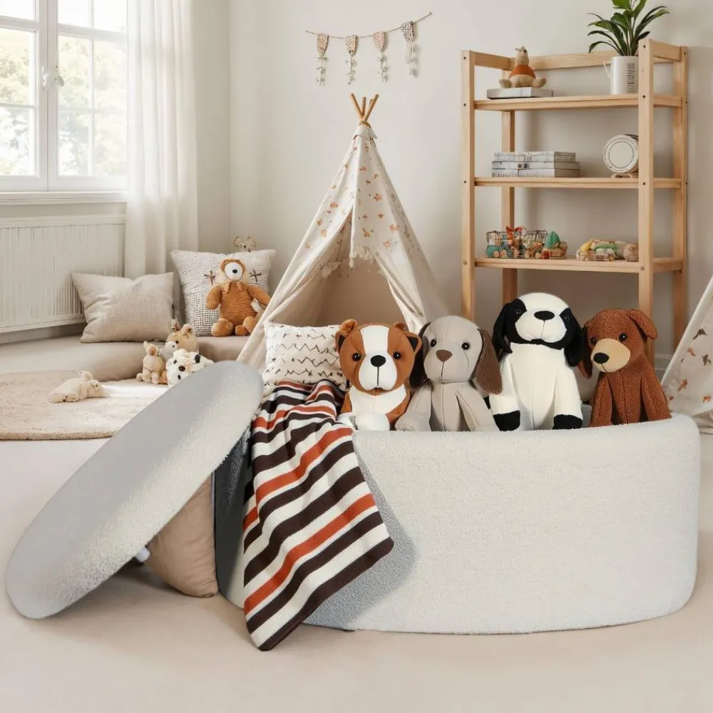 Wohnen Skandinavische Möbel|Sessel & Hocker*Ovaler XL Hocker mit Stauraum-Truhe - Barracin