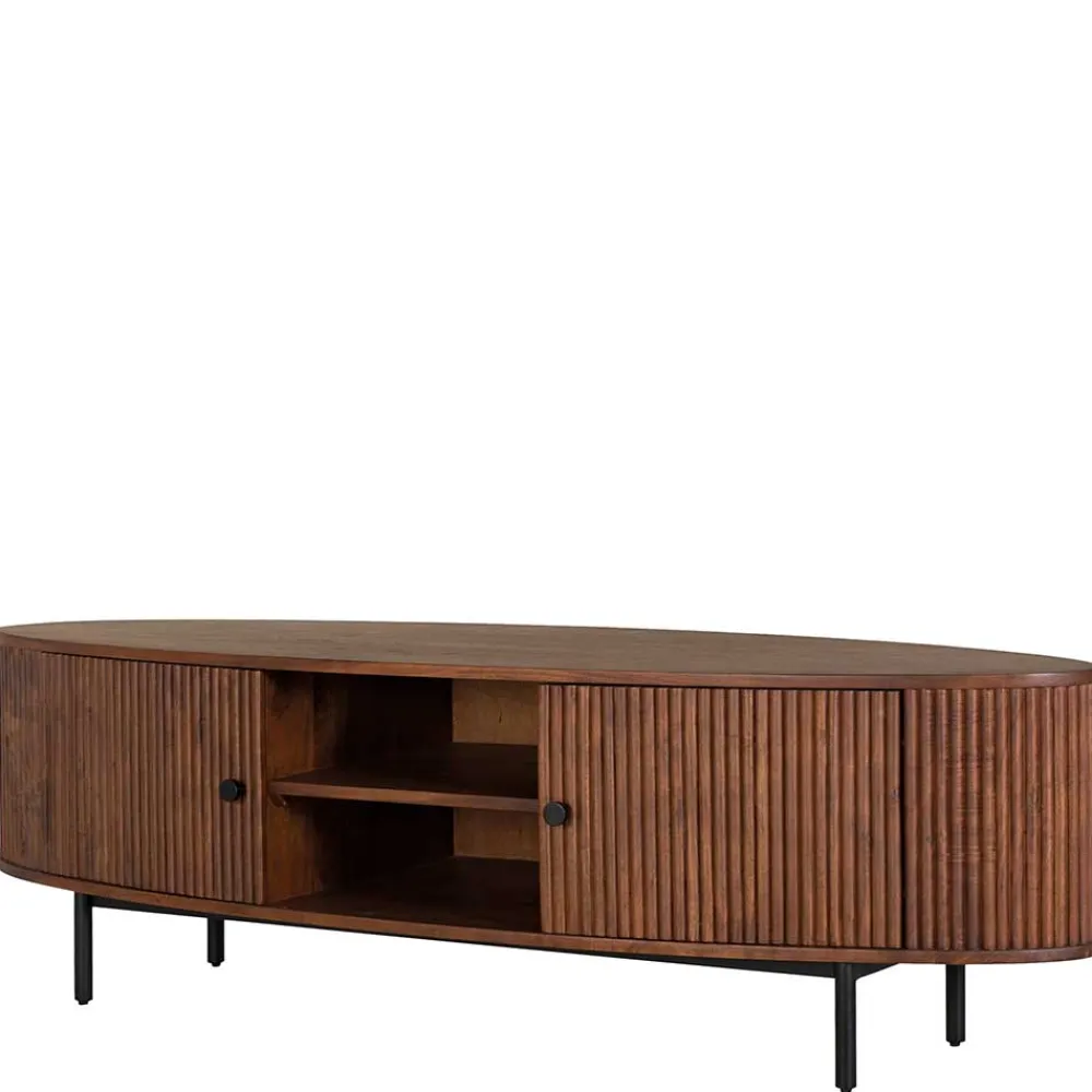 Wohnen Tv & Hifi-Möbel|Tv & Hifi-Möbel*Ovales Retro TV Lowboard aus Akazie - Chalil