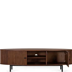 Wohnen Tv & Hifi-Möbel|Tv & Hifi-Möbel*Ovales Retro TV Lowboard aus Akazie - Chalil