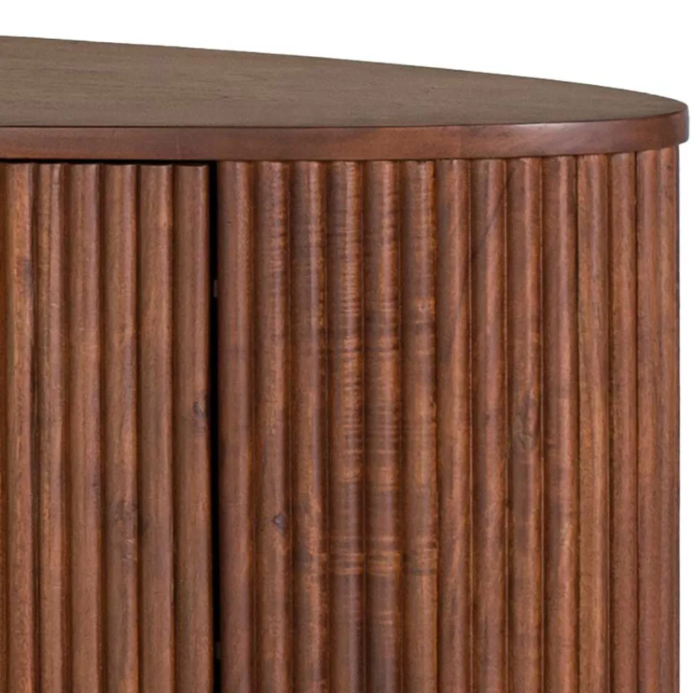 Wohnen Tv & Hifi-Möbel|Tv & Hifi-Möbel*Ovales Retro TV Lowboard aus Akazie - Chalil