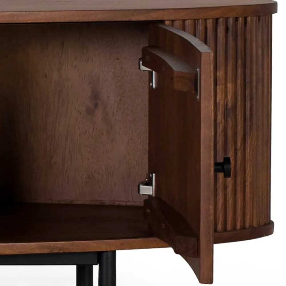 Wohnen Tv & Hifi-Möbel|Tv & Hifi-Möbel*Ovales Retro TV Lowboard aus Akazie - Chalil