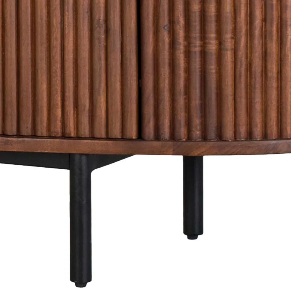 Wohnen Tv & Hifi-Möbel|Tv & Hifi-Möbel*Ovales Retro TV Lowboard aus Akazie - Chalil