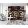 Wohnen Paravent Design Raumteiler in Braun & Gold - Nasco