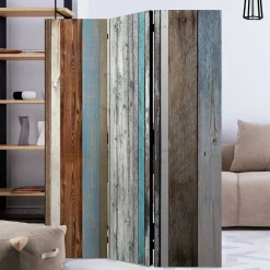 Wohnen Paravent im Shabby Holzwand Look - Deta