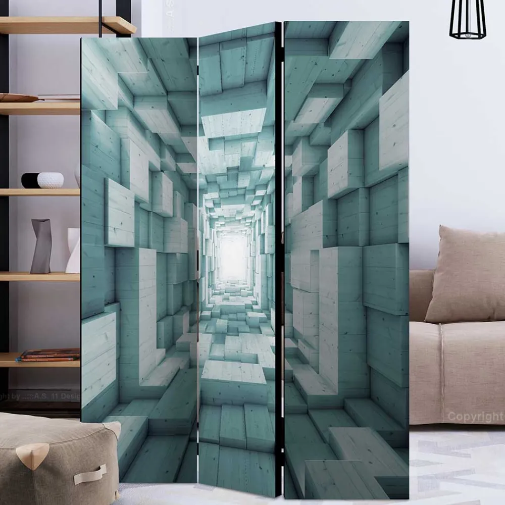 Wohnen Wohnzimmer-Regale|Paravents*Paravent in Blaugrau 3D Motiv Druck - Veit