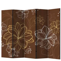 Wohnen Weiße Möbel|Braune Möbel*Paravent in Braun Weiß Gelb bedruckt - Sanni