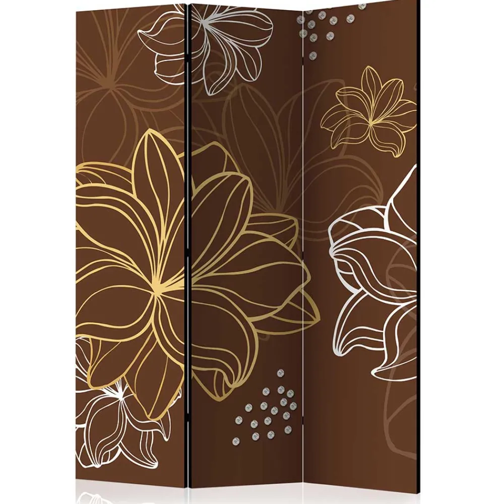 Wohnen Weiße Möbel|Braune Möbel*Paravent in Braun Weiß Gelb bedruckt - Sanni