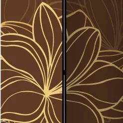 Wohnen Weiße Möbel|Braune Möbel*Paravent in Braun Weiß Gelb bedruckt - Sanni