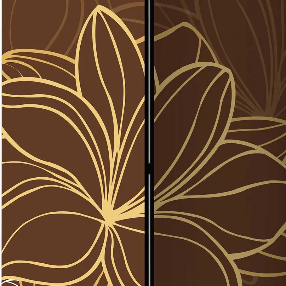 Wohnen Weiße Möbel|Braune Möbel*Paravent in Braun Weiß Gelb bedruckt - Sanni