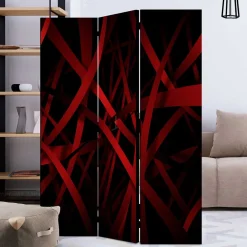 Wohnen Wohnzimmer-Regale|Paravents*Paravent in Rot & Schwarz - Lenn