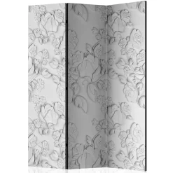 Wohnen Vintage Möbel*Paravent mit Blumen in Hellgrau Weiß - Tamba