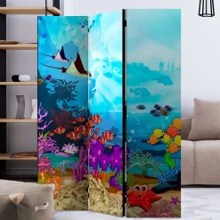 Kinder Wohnen Paravent mit Comic Motiv Unterwasserwelt - Harriss