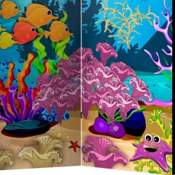 Kinder Wohnen Paravent mit Comic Motiv Unterwasserwelt - Harriss