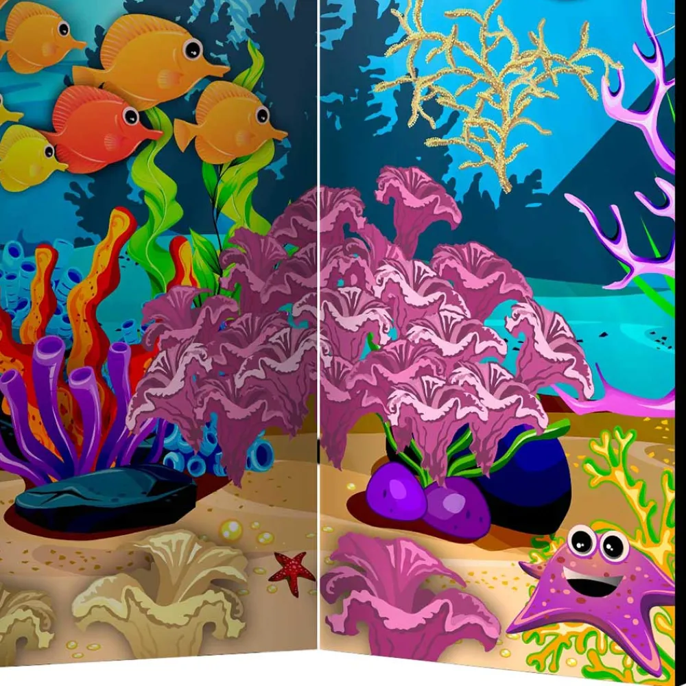 Kinder Wohnen Paravent mit Comic Motiv Unterwasserwelt - Harriss