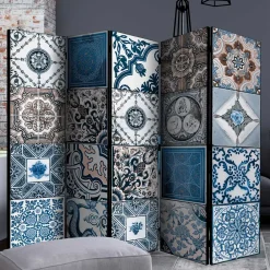 Wohnen Paravents|Vintage Möbel*Paravent mit Kachel Design in Blau Grau - Baltra