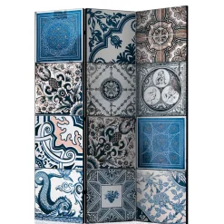 Wohnen Paravents|Vintage Möbel*Paravent mit Kachel Design in Blau Grau - Baltra