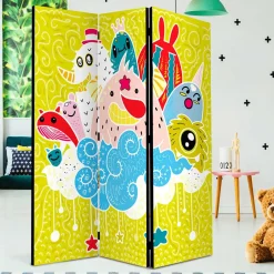 Kinder Wohnen Paravent mit Kawaii Monster Motiv - Quarzas