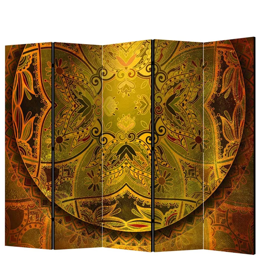 Wohnen Paravent mit Mandala Motiv Goldfarben - Gabrio