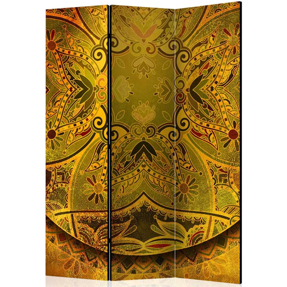Wohnen Paravent mit Mandala Motiv Goldfarben - Gabrio