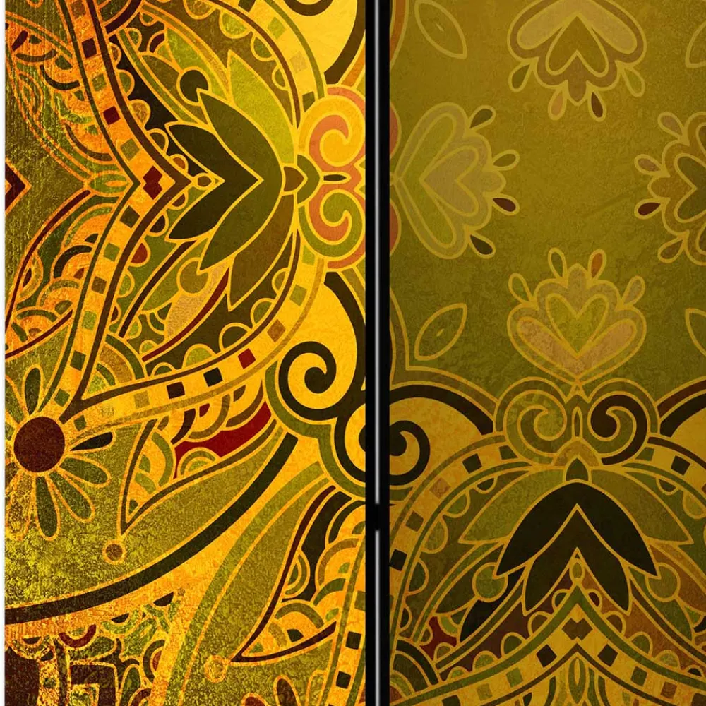 Wohnen Paravent mit Mandala Motiv Goldfarben - Gabrio