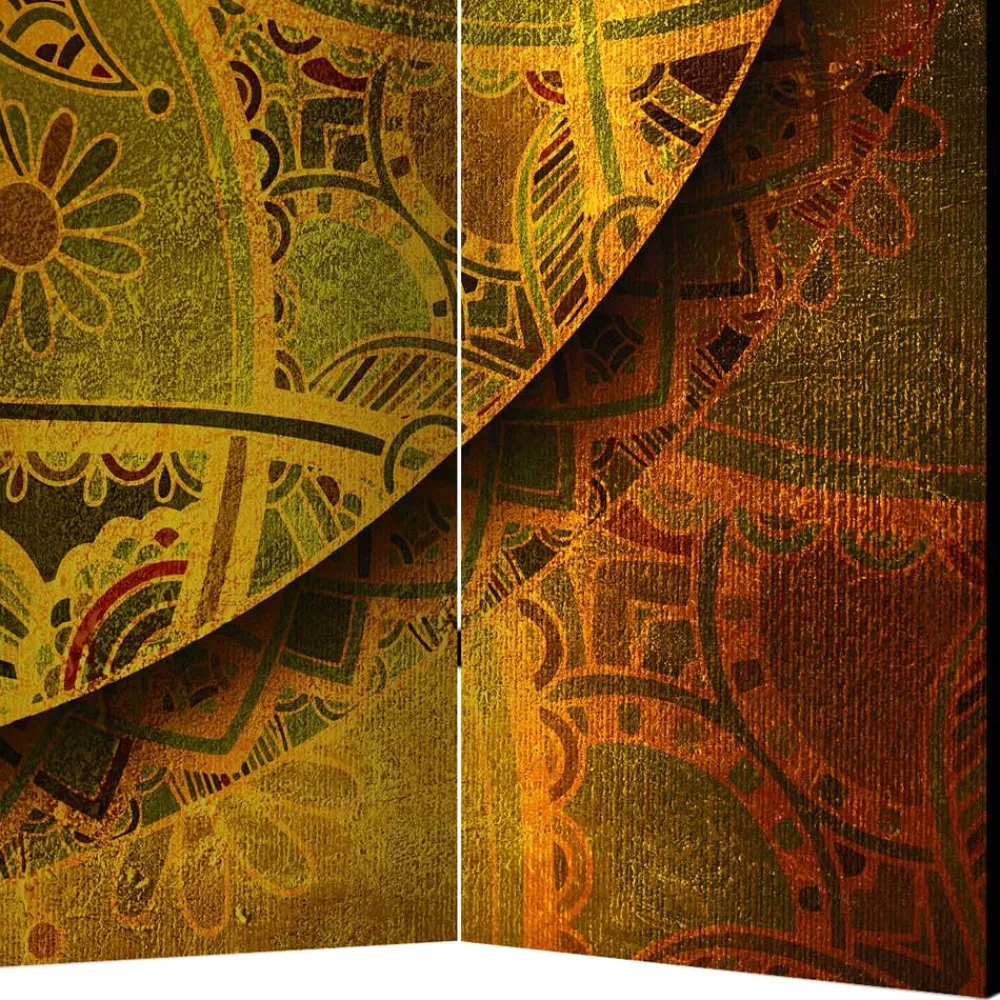 Wohnen Paravent mit Mandala Motiv Goldfarben - Gabrio