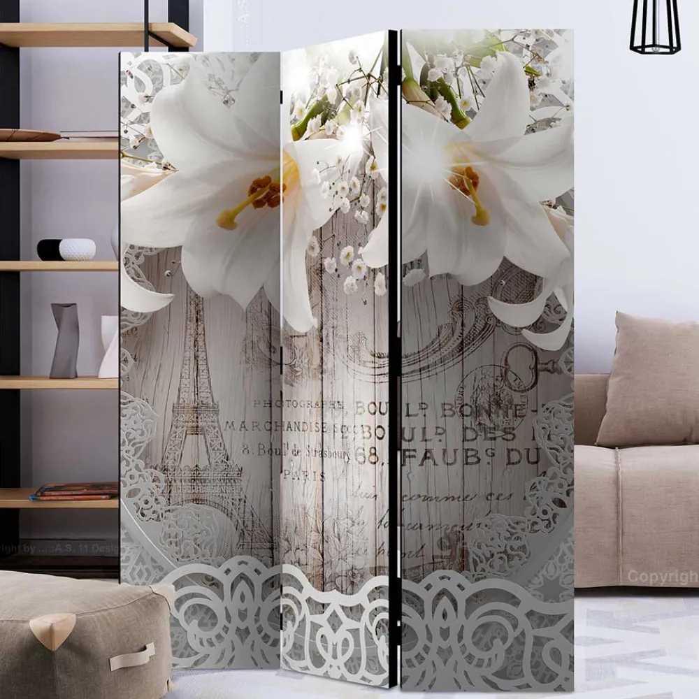 Wohnen Paravent mit Vintage Motiv Paris Lilien - Crane