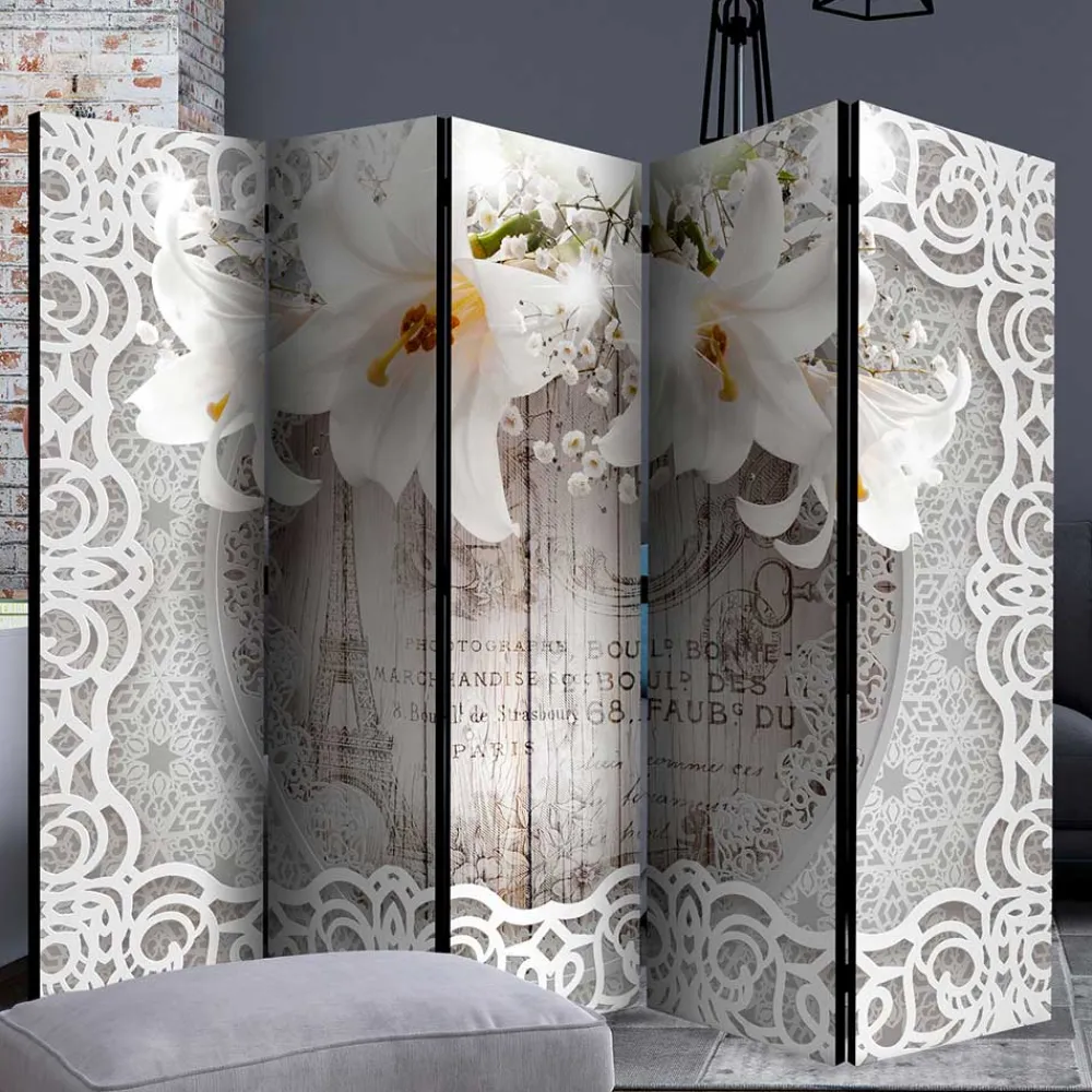 Wohnen Paravent mit Vintage Motiv Paris Lilien - Crane