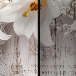 Wohnen Paravent mit Vintage Motiv Paris Lilien - Crane
