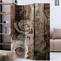 Wohnen Paravent mit Vintage Rosen Motiv - Lavaco