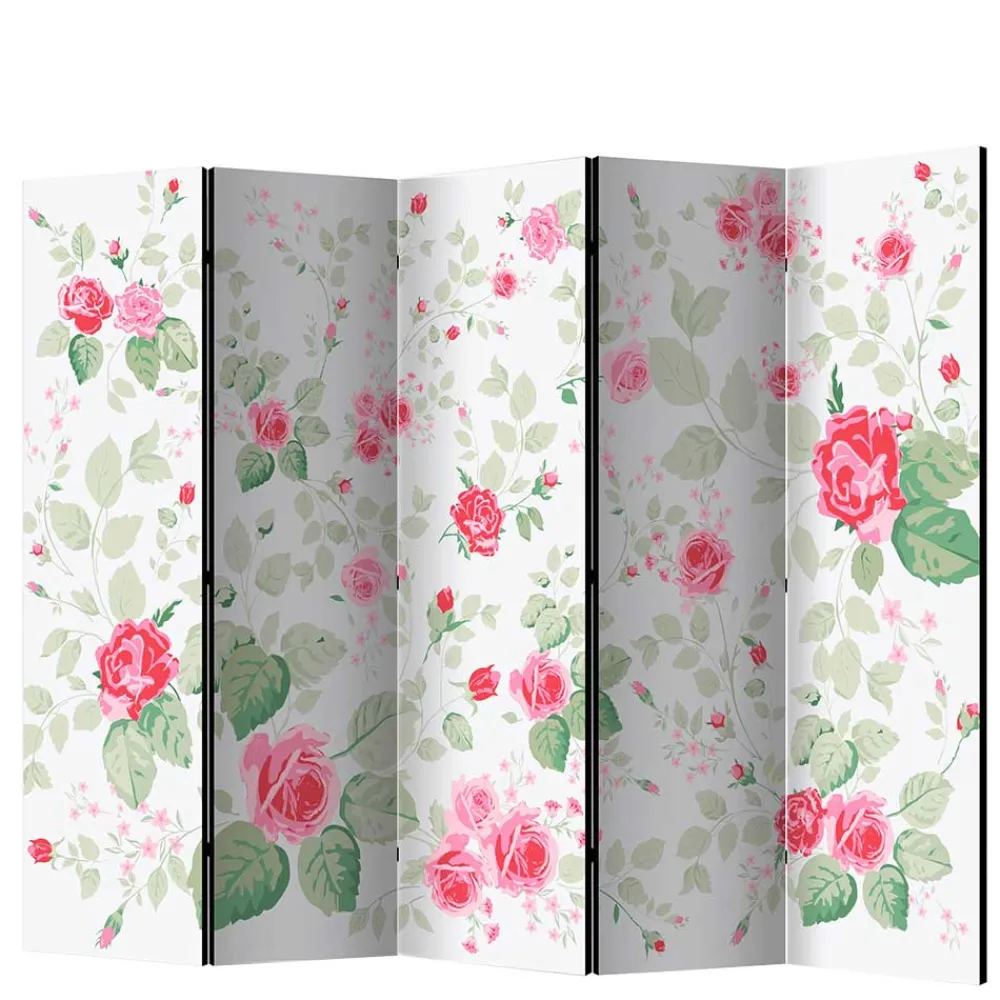 Wohnen Vintage Möbel*Paravent Raumtrenner mit Rosen Motiv - Georgy