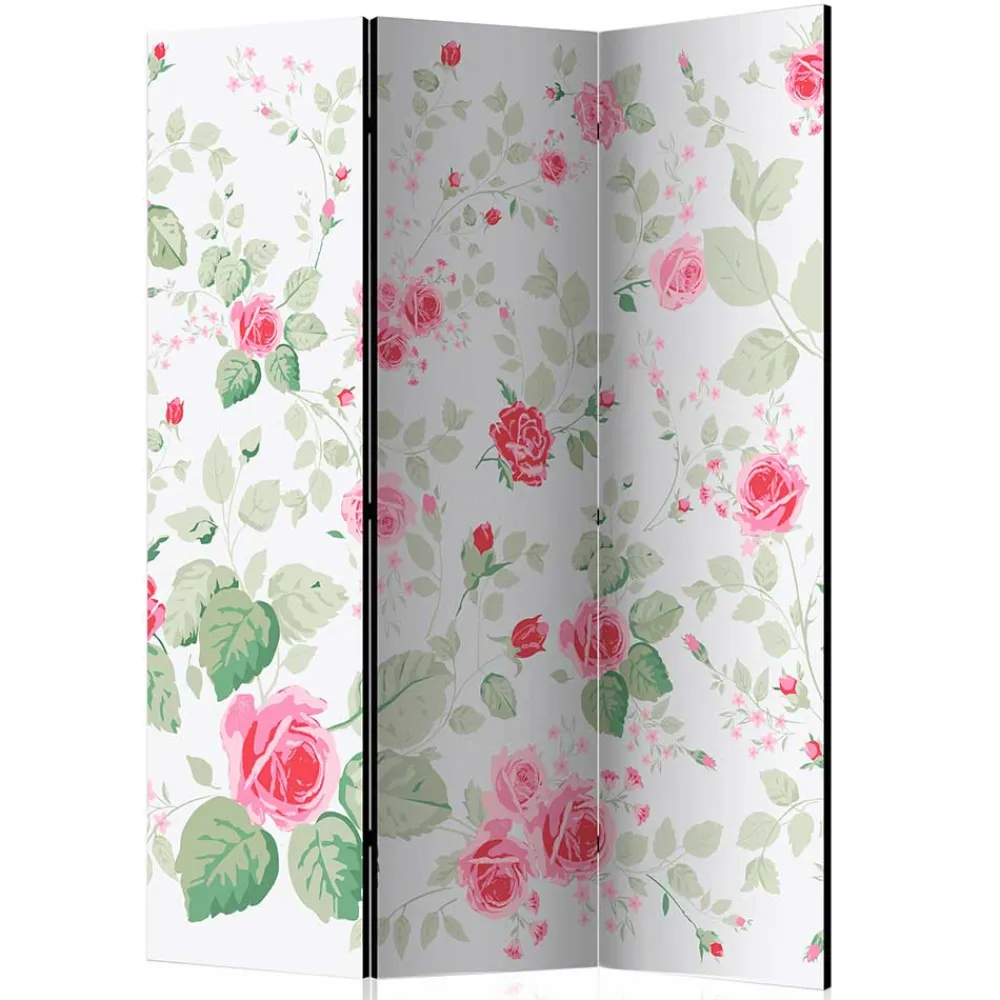 Wohnen Vintage Möbel*Paravent Raumtrenner mit Rosen Motiv - Georgy