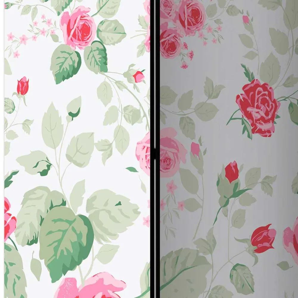 Wohnen Vintage Möbel*Paravent Raumtrenner mit Rosen Motiv - Georgy
