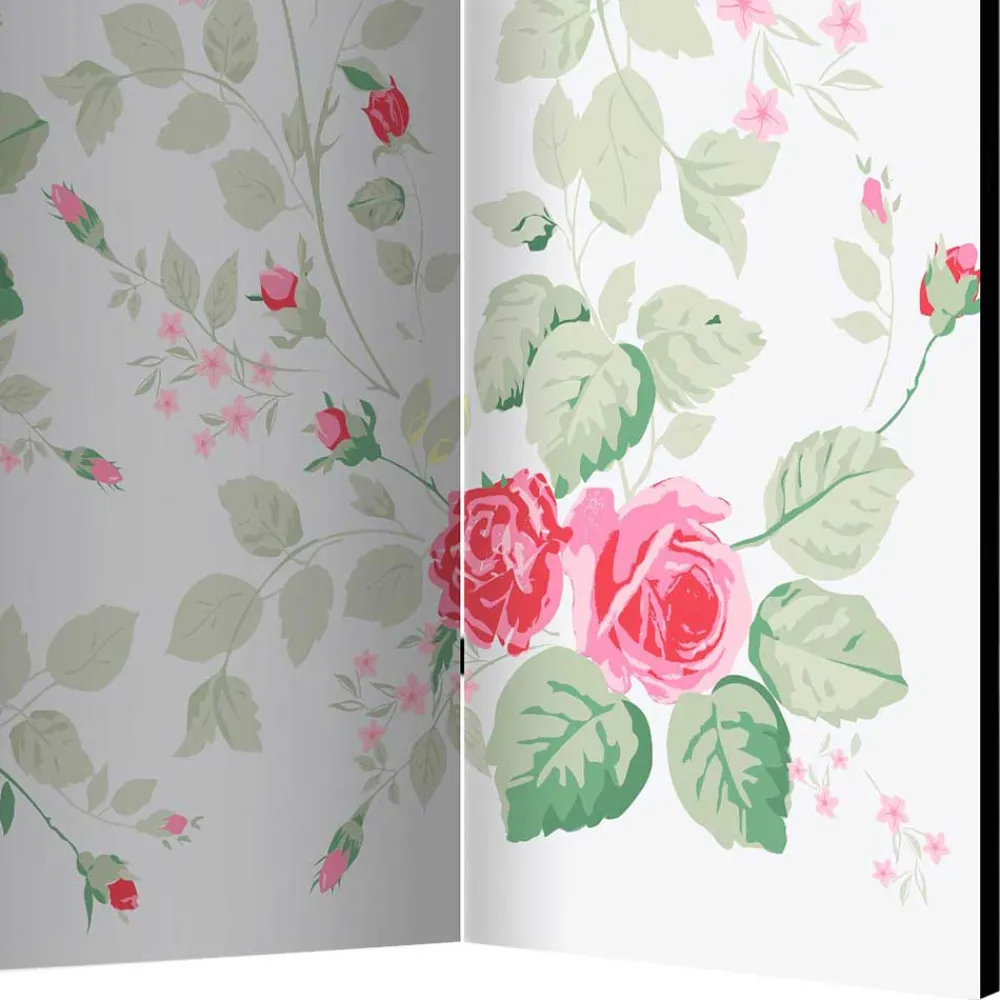 Wohnen Vintage Möbel*Paravent Raumtrenner mit Rosen Motiv - Georgy