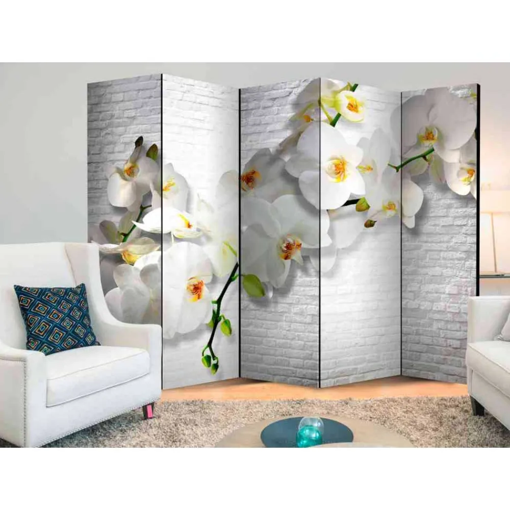 Wohnen Wohnzimmer-Regale|Paravents*Paravent Raumtrenner Orchideen vor Mauer - Anthony