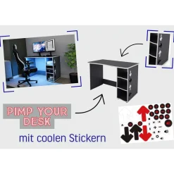 Wohnen PC Schreibtisch in Anthrazit mit Weiß - Venatio