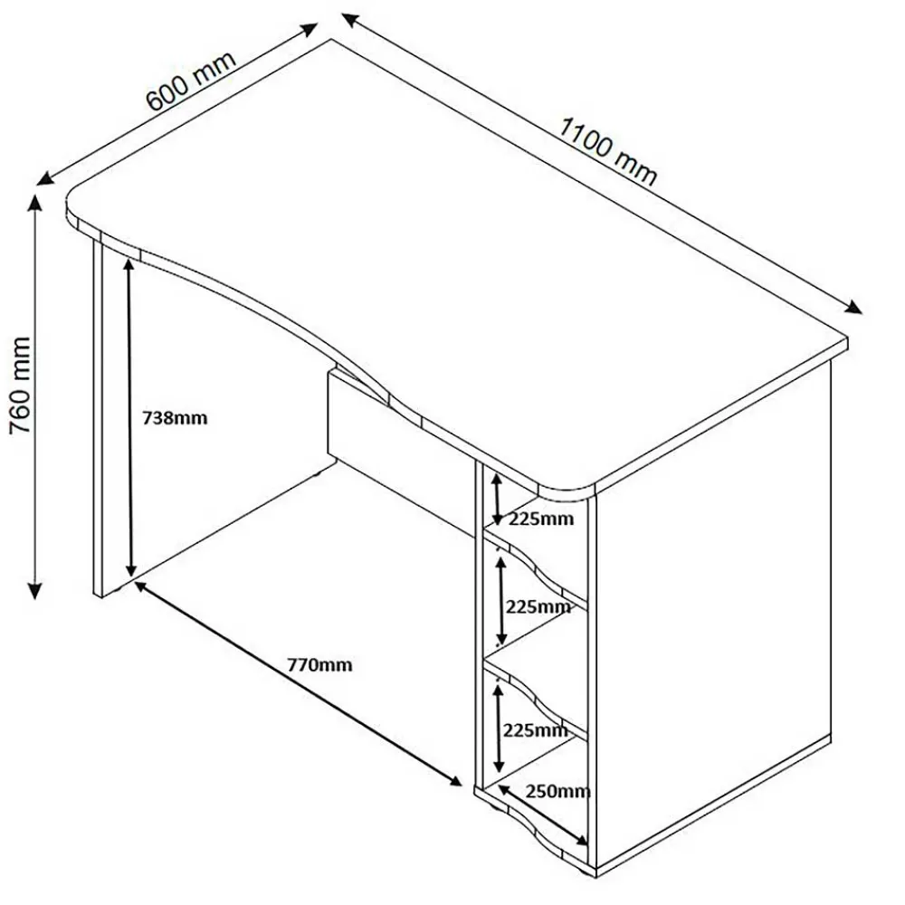 Wohnen PC Schreibtisch in Anthrazit mit Weiß - Venatio