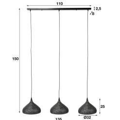 Wohnen Lampen & Leuchten*Pendelleuchte mit 3 Schirmen Trichterform Simulin aus Metall