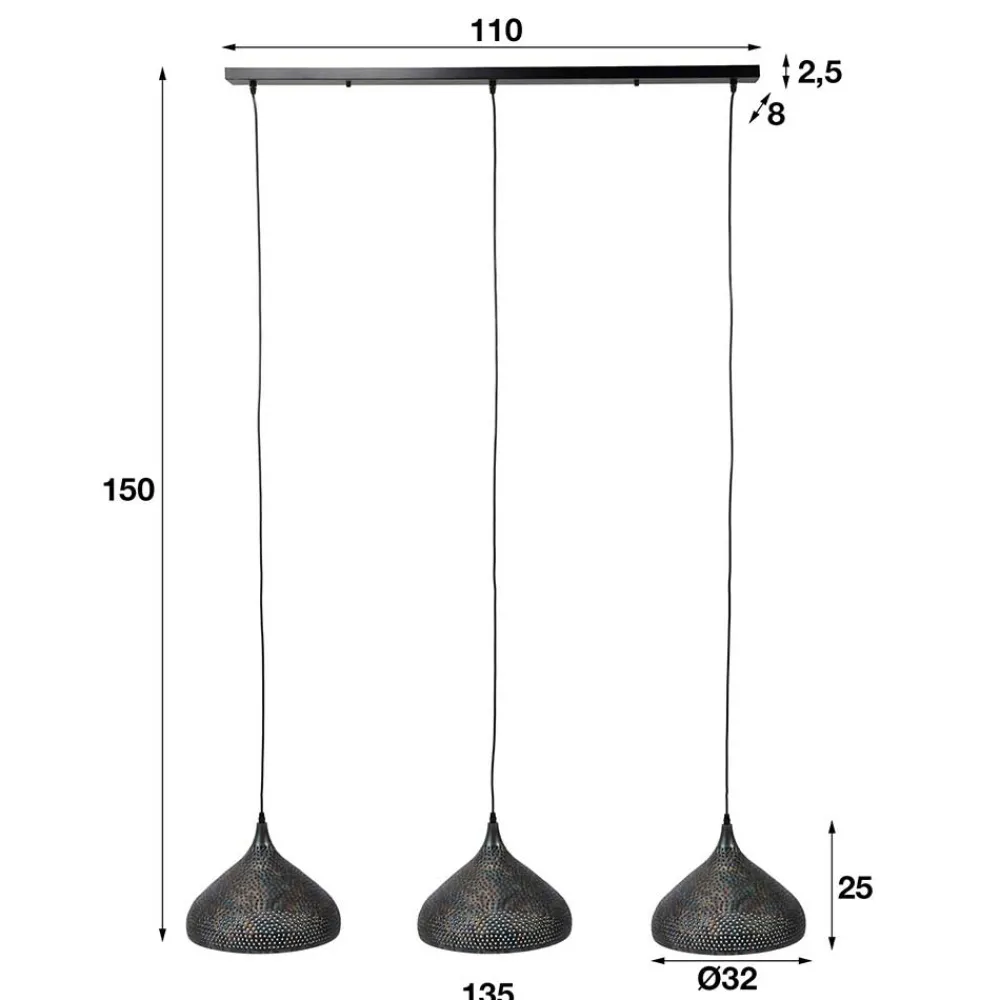 Wohnen Lampen & Leuchten*Pendelleuchte mit 3 Schirmen Trichterform Simulin aus Metall