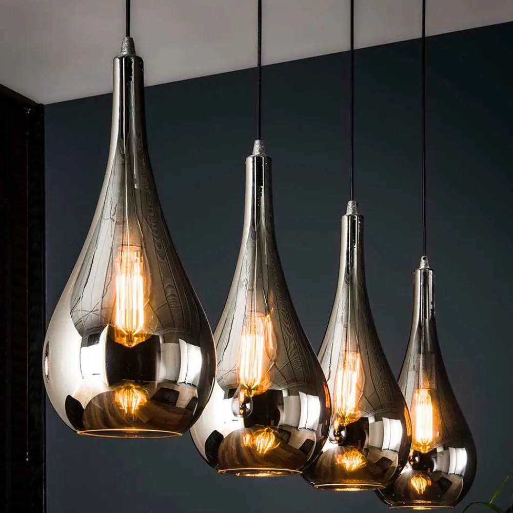 Wohnen Lampen & Leuchten*Pendelleuchte mit Glasschirmen im Tropfen Design - Zirus