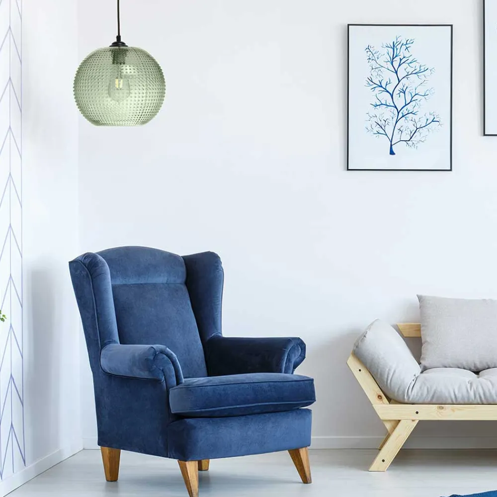 Wohnen Lampen & Leuchten*Pendelleuchte mit grünem Glas Kuppel Schirm - Buleria