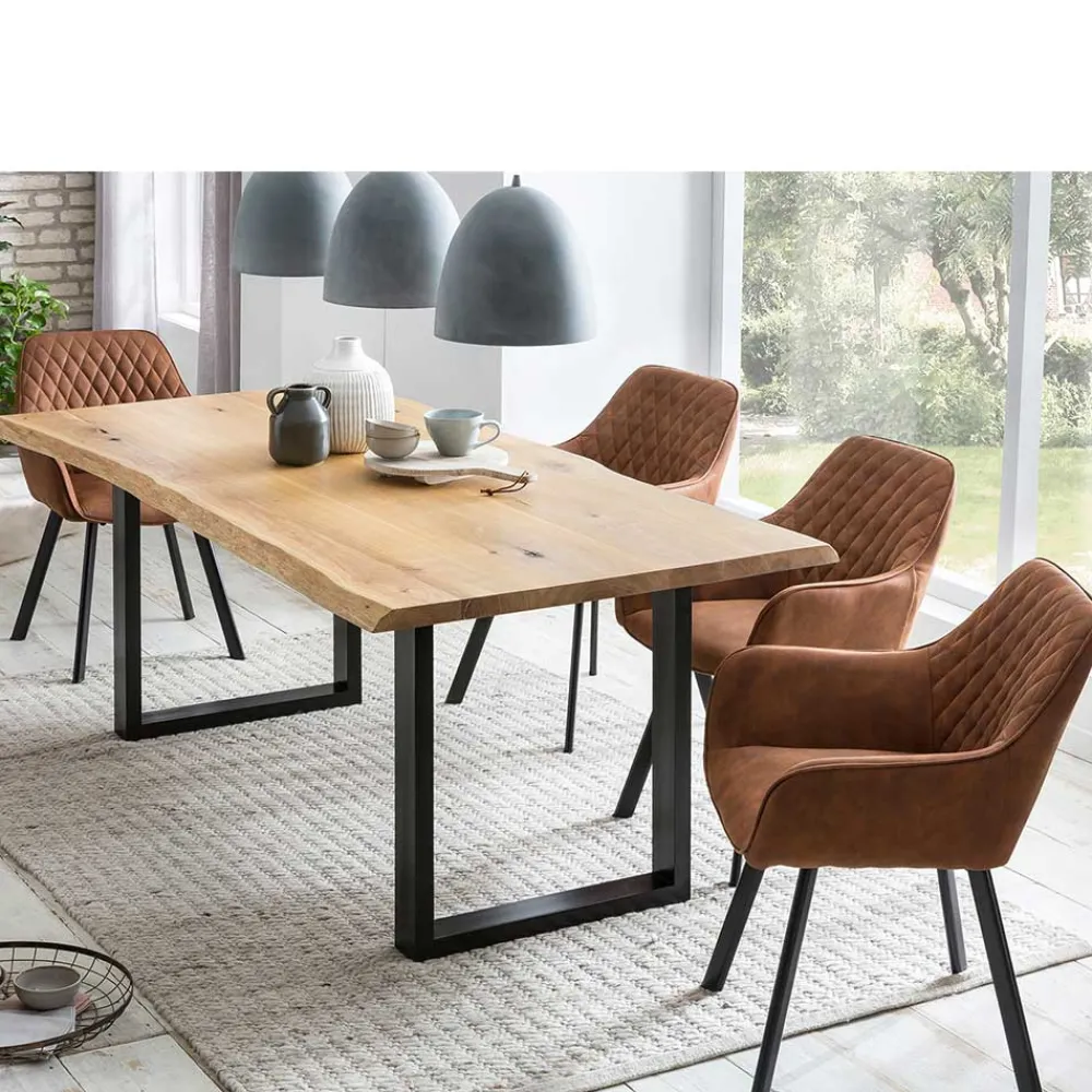 Wohnen Schwarze Möbel|Tische*4-Personen-Essgruppe mit Tischsesseln - Zuzi (fünfteilig)