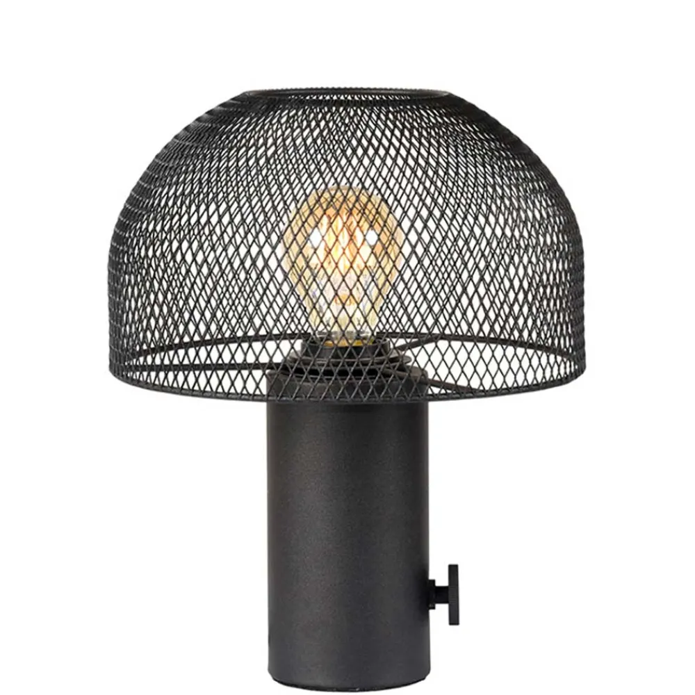 Wohnen Lampen & Leuchten*Pilz Design Tischlampe in Schwarz Metall - Janie