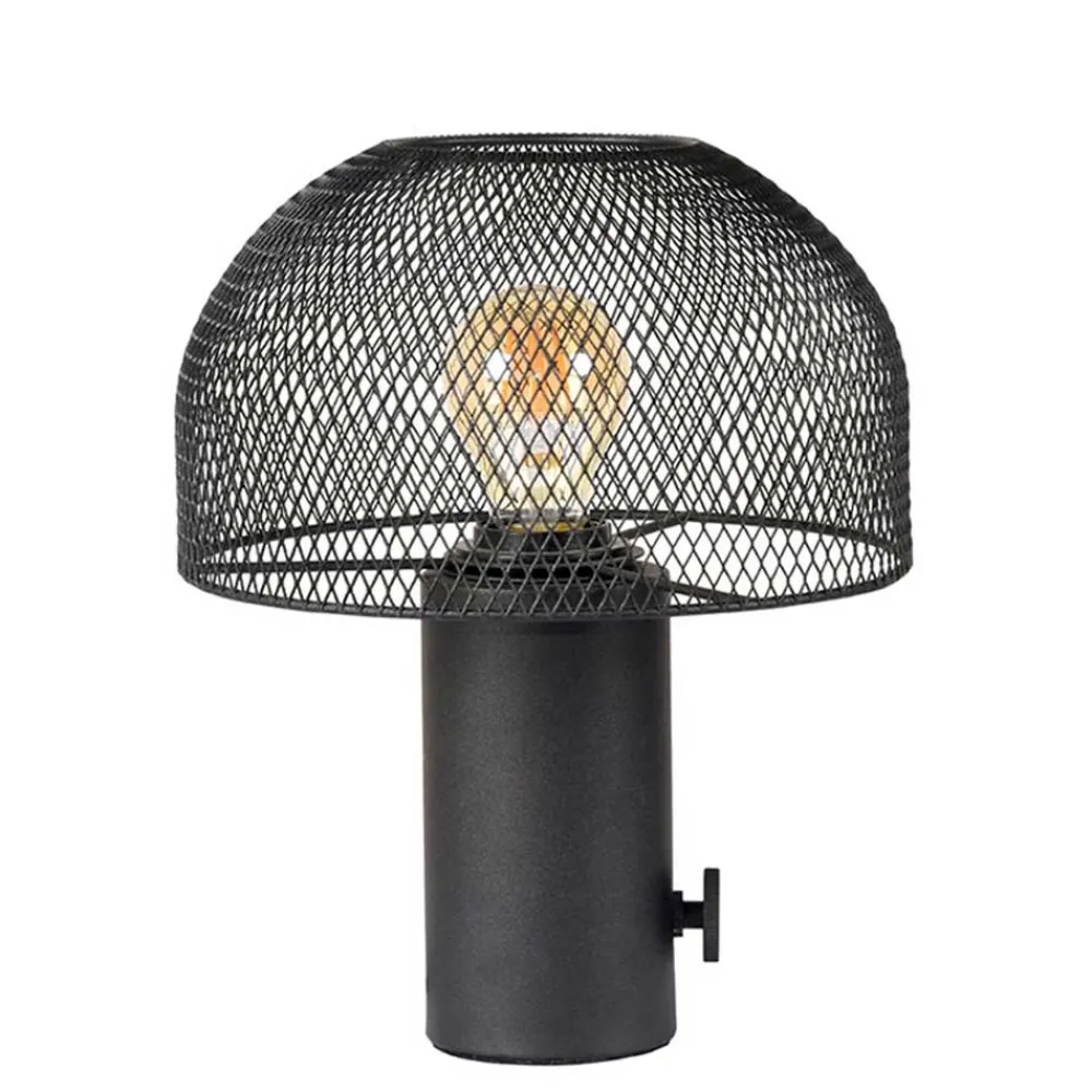 Wohnen Lampen & Leuchten*Pilz Design Tischlampe in Schwarz Metall - Janie