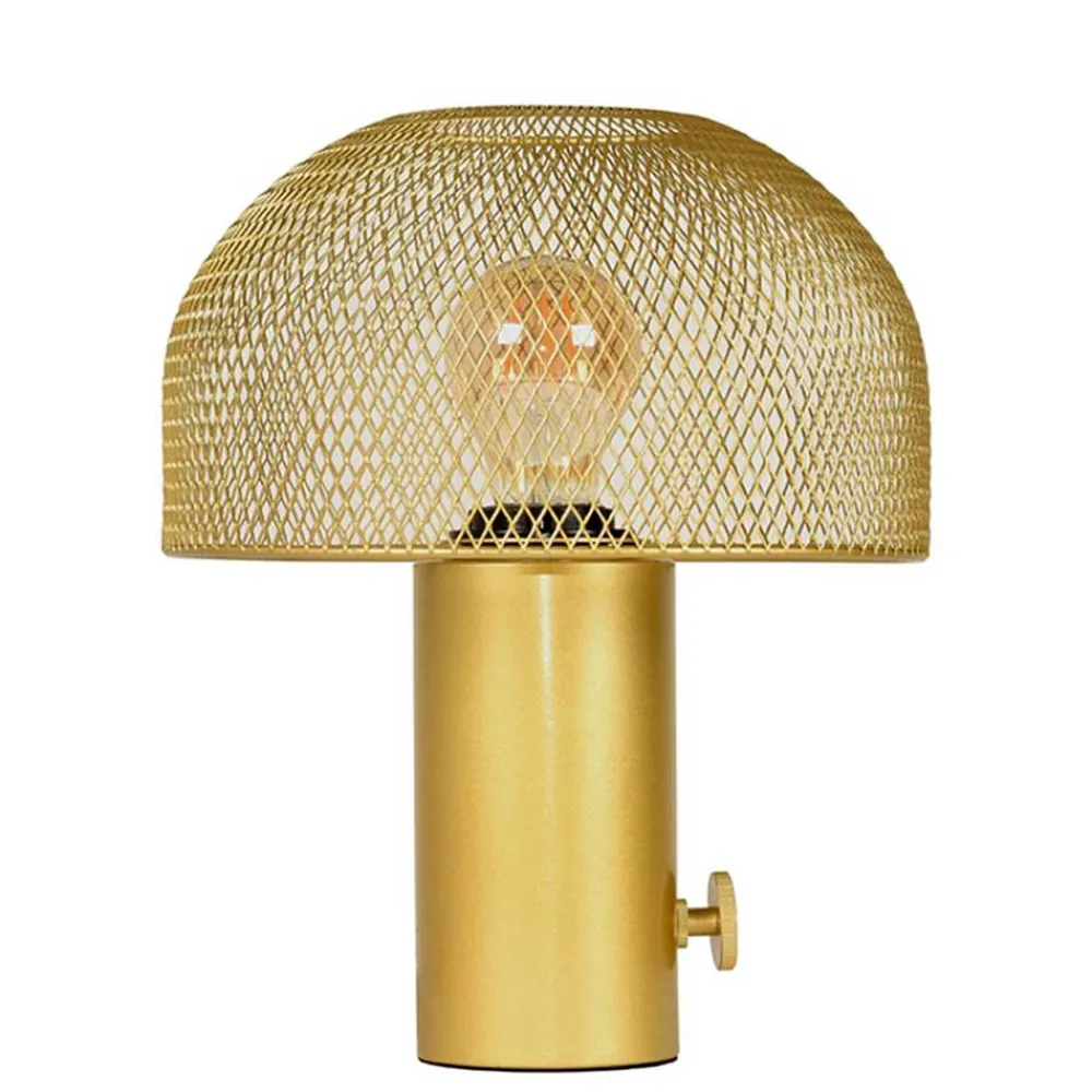 Wohnen Lampen & Leuchten*Pilzdesign Tischleuchte in Gold Metall - Enderbury