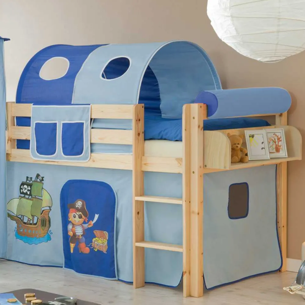 Kinder Wohnen Piraten Spielbett Bertino mit Rutschturm