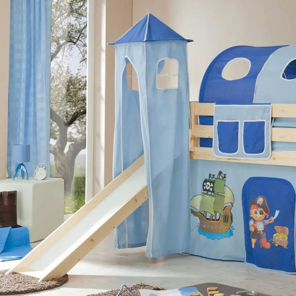 Kinder Wohnen Piraten Spielbett Bertino mit Rutschturm