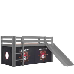 Wohnen Schwarze Möbel|Graue Möbel*Piratenhochbett mit Rutsche in Grau - Ainbols